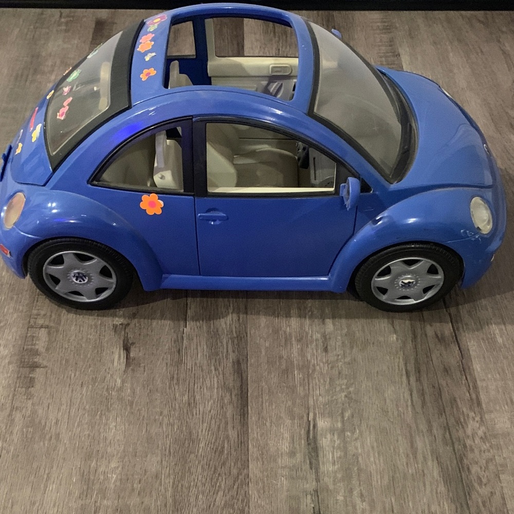 Barbie Blue Toy Car with Flower Accents